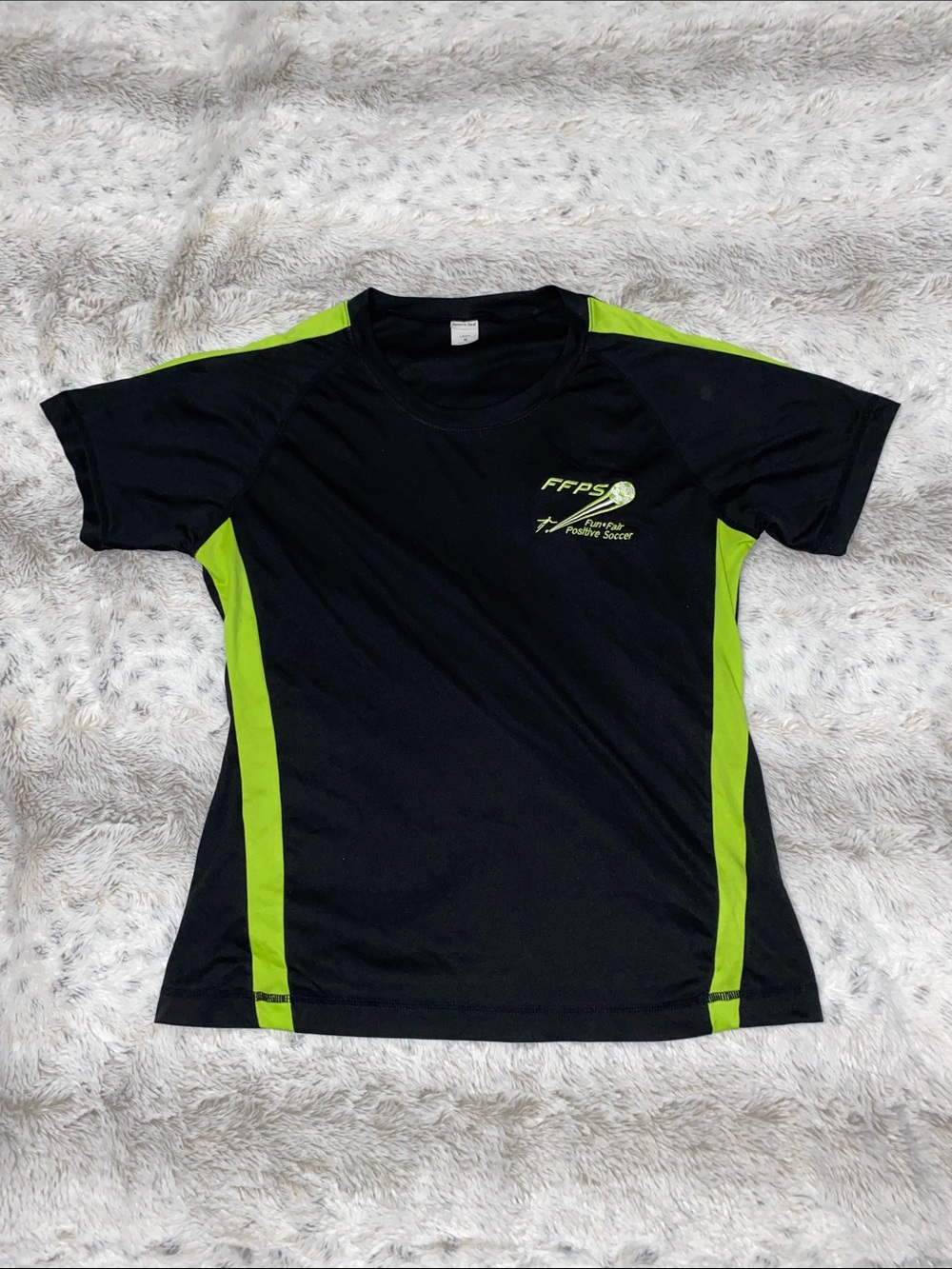 Sport-Tek Black and Neon Green Kids Short Sleeve Performance Tee
